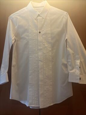 Calvin Klein Boy’s White Pleated Front Tuxedo Dress Shirt